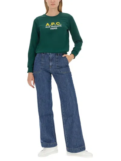 Apc A.p.c. Sweatshirt With Logo In Green