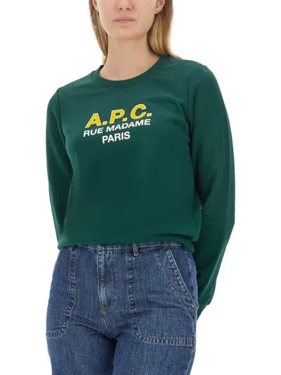 Apc A.p.c. Sweatshirt With Logo In Green