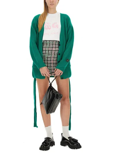 Msgm V-neck Cardigan In Green
