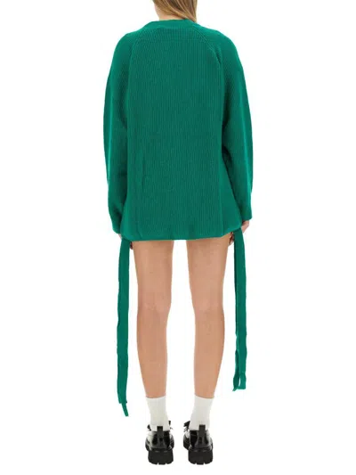 Msgm V-neck Cardigan In Green