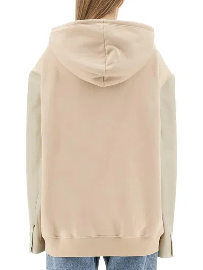Mm6 Maison Margiela Sweatshirt With Logo In Beige