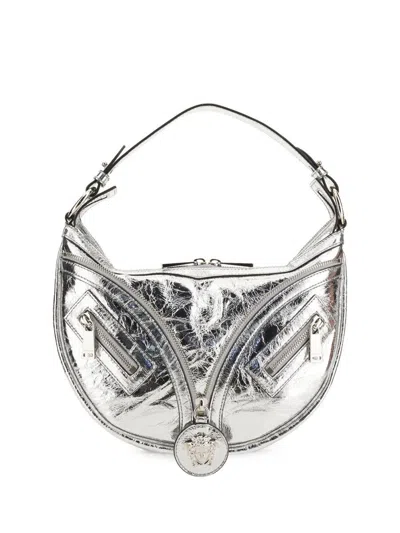 Versace Repeat Small Hobo Bag In Silver