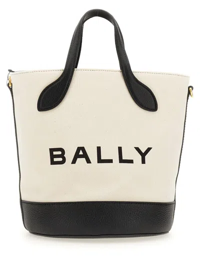 Bally Structured Bucket Bag With Dual Handles And Adjustable Strap In Powder