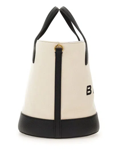 Bally Structured Bucket Bag With Dual Handles And Adjustable Strap In Powder