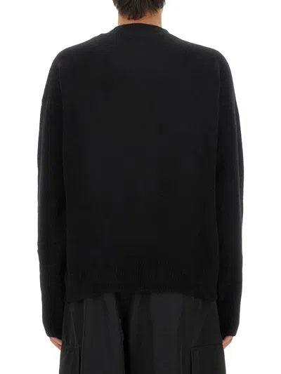 Palm Angels Cotton Oversize Crew Neck Sweatshirt In Black