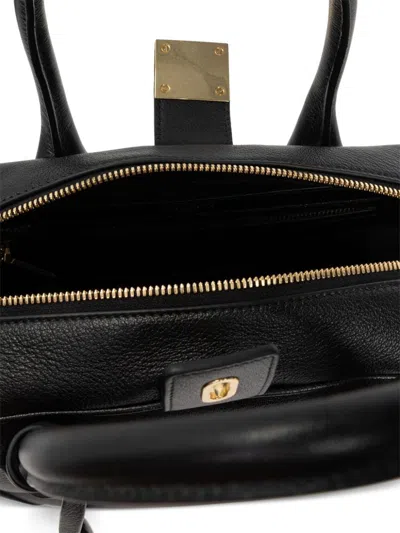 Golden Goose Life Black Sheepskin Bag And Gold Details In Black