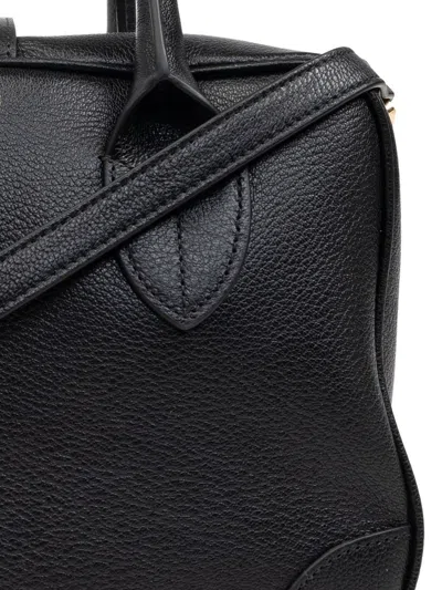 Golden Goose Life Black Sheepskin Bag And Gold Details In Black