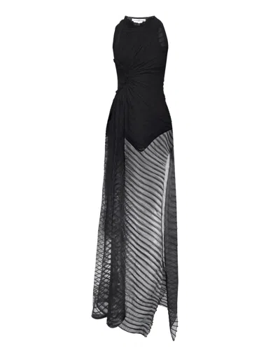 Victoria Beckham Cotton-blend Gathered Maxi Dress In Black