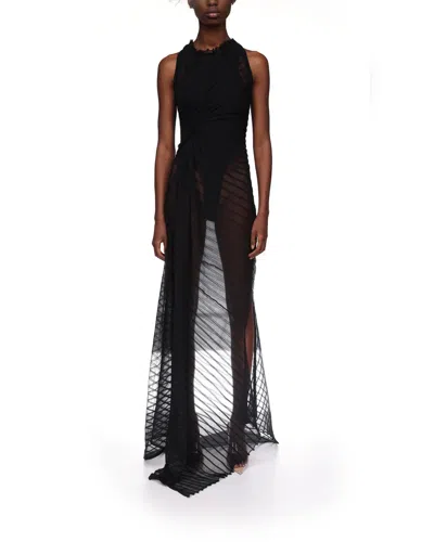Victoria Beckham Cotton-blend Gathered Maxi Dress In Black
