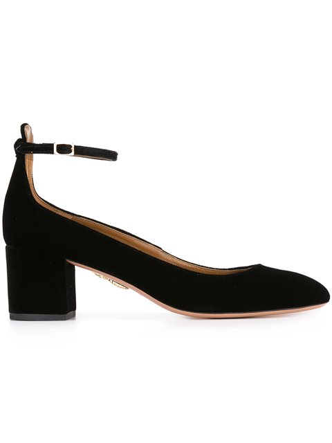 Aquazzura Sweet Thing Suede Block-heel Pumps In Black | ModeSens
