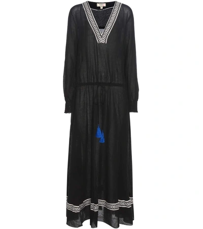 Lemlem Kafa Embroidered Cotton Maxi Dress In Llack