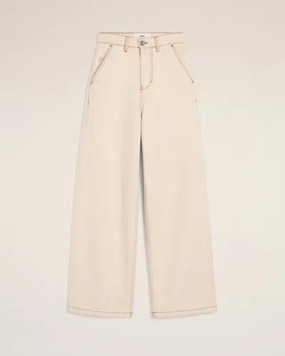 Ami Alexandre Mattiussi Wide-leg Jeans With Pockets And Belt Loops In White Cream