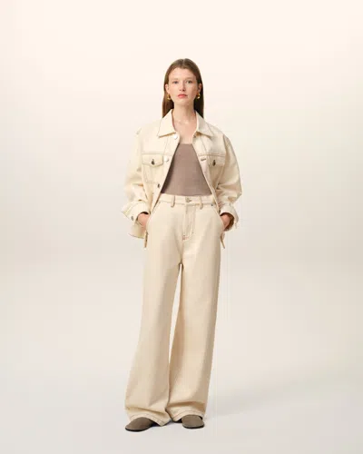 Ami Alexandre Mattiussi Wide-leg Jeans With Pockets And Belt Loops In White Cream