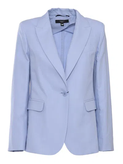 Weekend Max Mara Aletta Striped Single-breasted Blazer In Light Blue