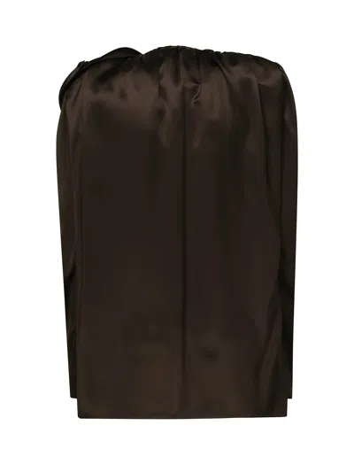 Magda Butrym Classic Silk Blouse With Application In Brown