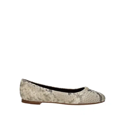 Chloé Marcie Python Print Leather Ballet Flats In Beige