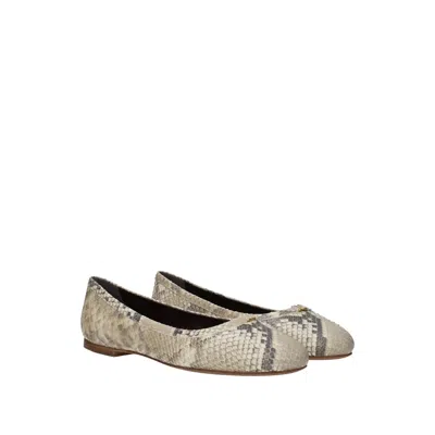 Chloé Marcie Python Print Leather Ballet Flats In Beige