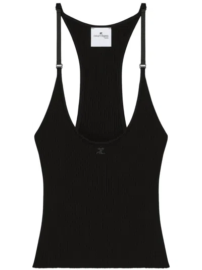 Courrèges Scuba Rib Knit Tank Top In Black