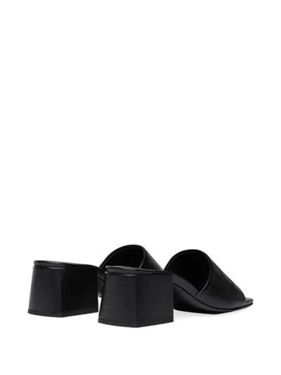 Courrèges Block Heel Sandals Embroidered Detail In Black