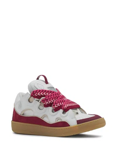 Lanvin Curb Sneakers With Padded Tongue And Multicolor Laces In White