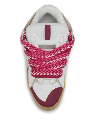 Lanvin Curb Sneakers With Padded Tongue And Multicolor Laces In White