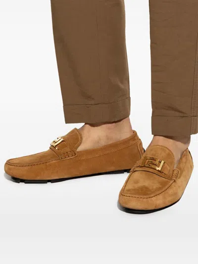 Versace Flat Shoes In Tabac