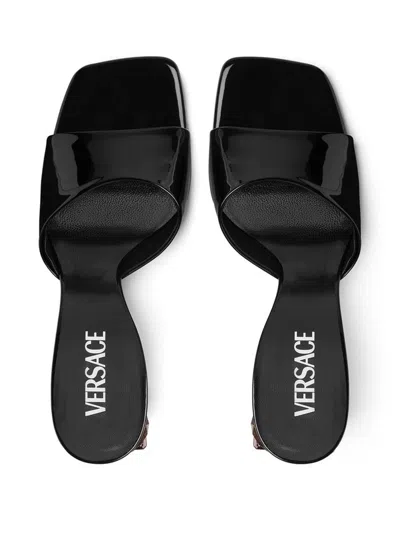 Versace Square-toe Slip-on Sandals In Black