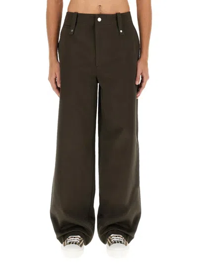 Shop Burberry Cotton Pants In Brown