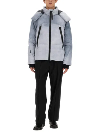 Jg1 Textured Oversized Jacket With High Collar In White