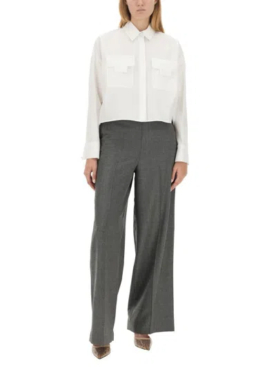 Fendi Embroidered Wool Pant In Grey