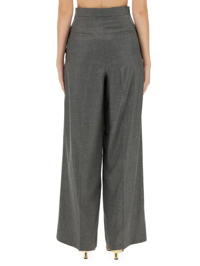 Fendi Embroidered Wool Pant In Grey