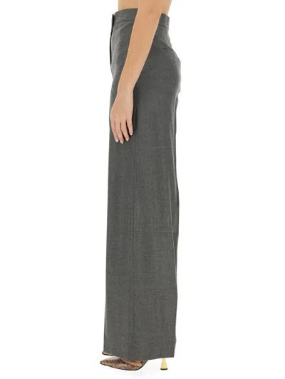 Fendi Embroidered Wool Pant In Grey