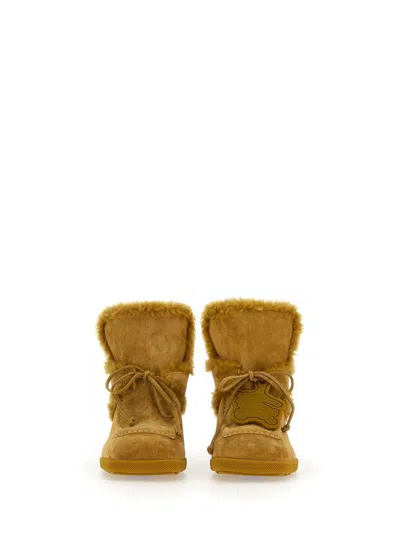 Burberry Highland Shearling-trim Suede Mules In Beige