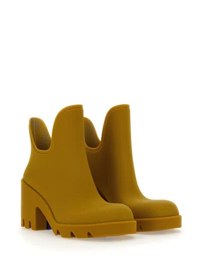 Burberry Woman Ankle Boots Mustard Size 8 Rubber In Beige