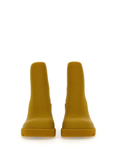 Burberry Woman Ankle Boots Mustard Size 8 Rubber In Beige