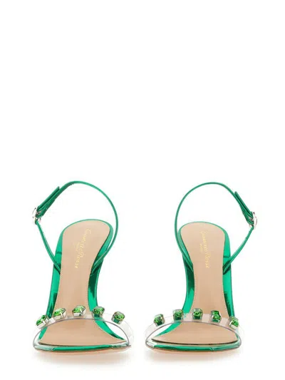 Gianvito Rossi Ribbon Candy Crystal-embellished Pvc Sandals In Green