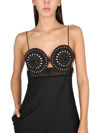 Stella Mccartney Broderie Anglais Flared-leg Jumpsuit In Black