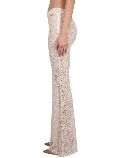 Dsquared2 Flared Pants With Intricate All-over Embroidery In Powder