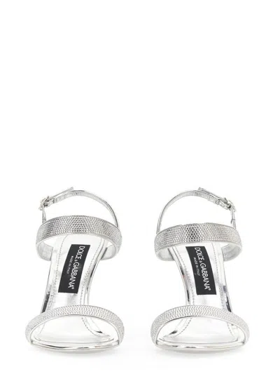 Dolce & Gabbana Embellished Satin Keira Mini Sandals With 10.5 Cm Heel Height In Silver