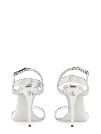Dolce & Gabbana Embellished Satin Keira Mini Sandals With 10.5 Cm Heel Height In Silver