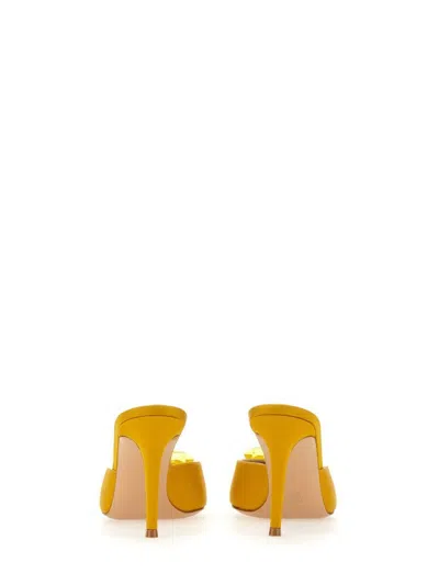 Gianvito Rossi Jaipur 85 Embellished Satin Mules In Yellow