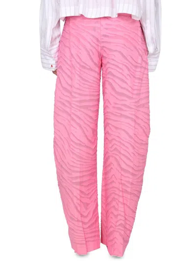 Attico Gary Zebra Cotton Jacquard Lantern Pants In Pink