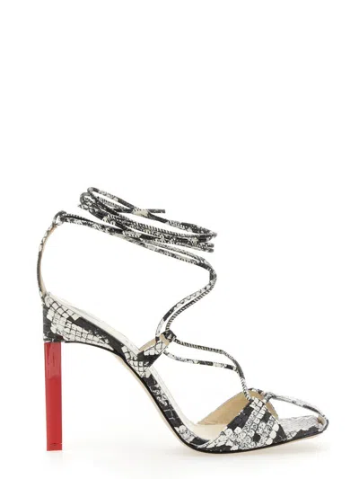Attico Adele Snakeskin-print Sandals In Black And White Leather Woman In Multicolour