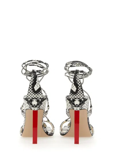 Attico Adele Snakeskin-print Sandals In Black And White Leather Woman In Multicolour