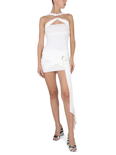 Attico Cotton Blend Mini Skirt In White