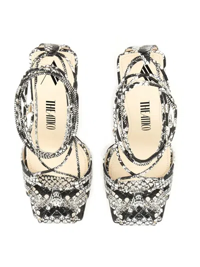 Attico Adele Snakeskin-print Sandals In Black And White Leather Woman In Multicolour