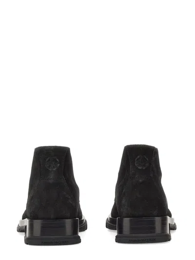 Alexander Mcqueen Lace-up Suede Boots In Black