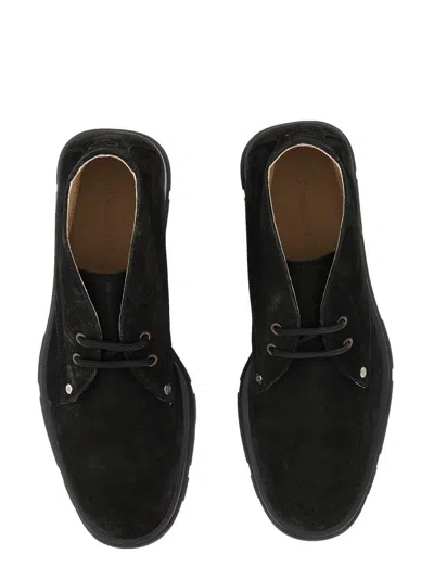 Alexander Mcqueen Lace-up Suede Boots In Black