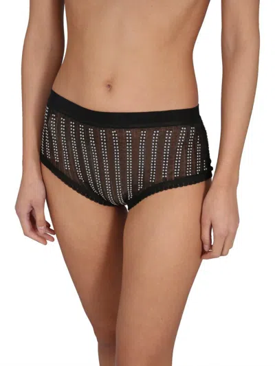 Rabanne High-waisted Briefs Embellished With Beads In Black