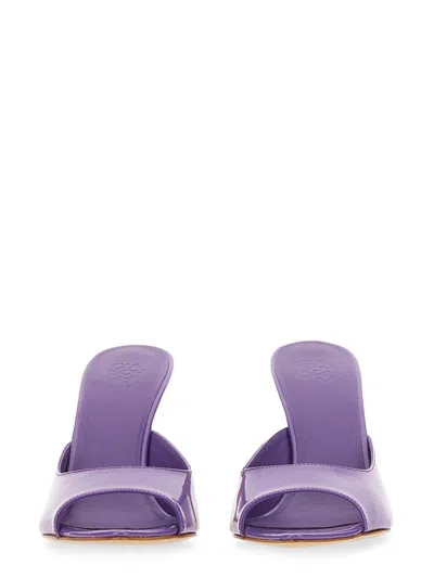 Gia Borghini Glossy Pointed Toe Sandals With 10cm Stiletto Heel In Purple